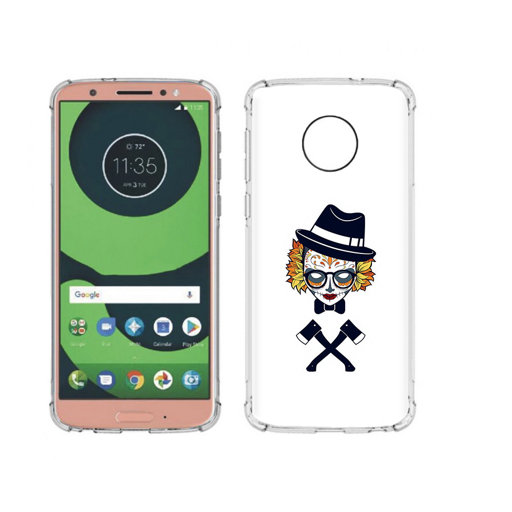 

Чехол MyPads Tocco для Motorola Moto G6 девушка в маске с топорами рисунок, Прозрачный, Tocco