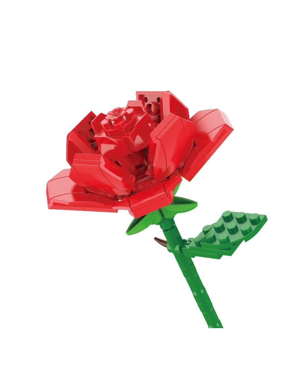 Конструктор JAKI цветы 1шт Собери сам Роза красная JK2631, 95 деталей конструктор jaki ы 1шт собери сам роза красная jk2631 95 деталей