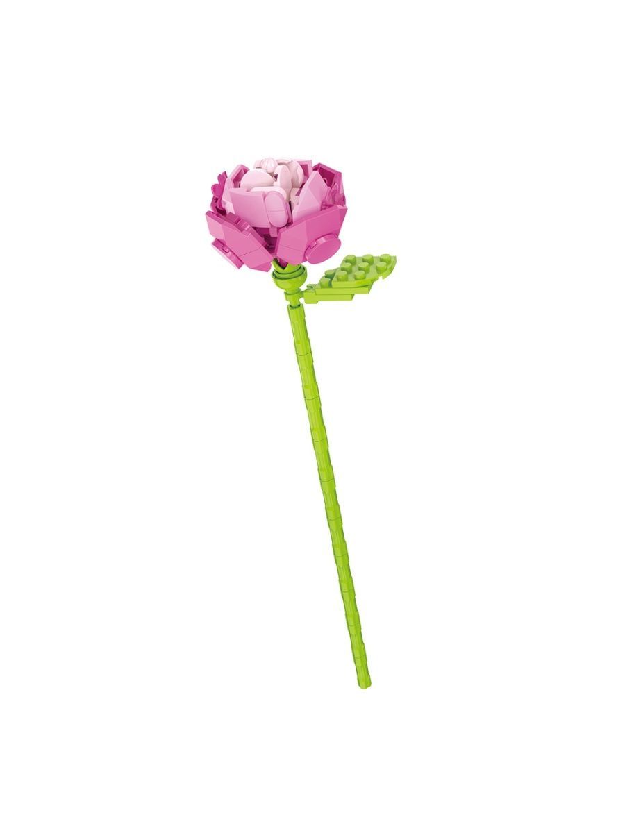 Конструктор JAKI цветы 1шт Собери сам Пион розовый JK26221, 80 деталей