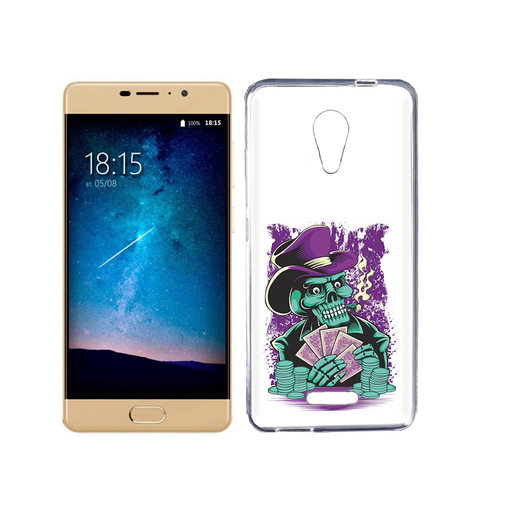 

Чехол MyPads Tocco для BQ 5201 Space зеленый череп с картами, Прозрачный, Tocco