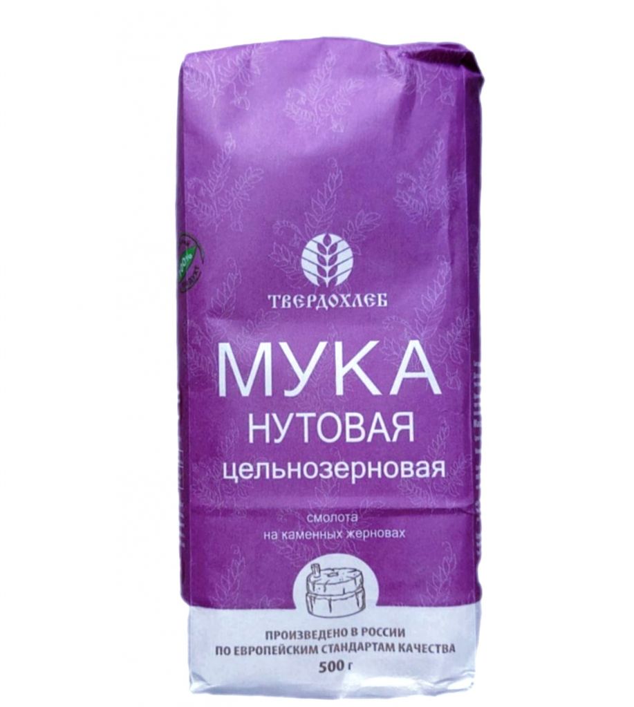 Мука ТВЕРДОХЛЕБ нутовая цельнозерновая, 2 шт по 500 г