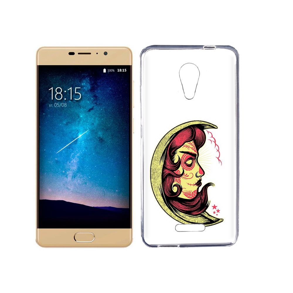 

Чехол MyPads Tocco для BQ 5201 Space желтый полумесяц с лицом девушки, Прозрачный, Tocco