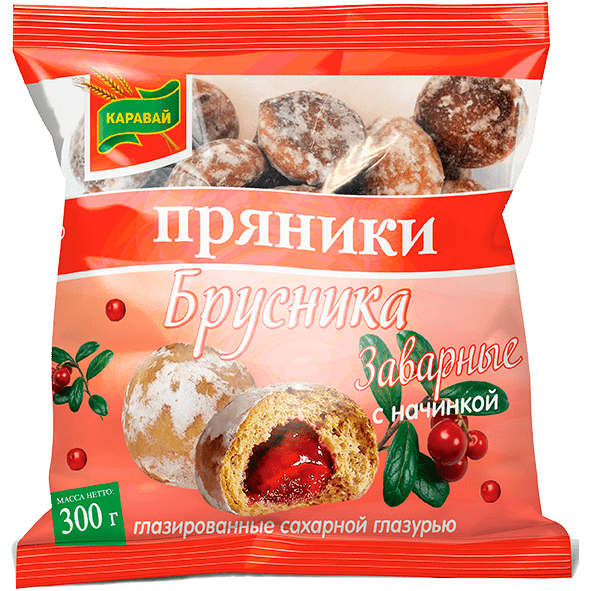 фото Пряники каравай с фруктовой начинкой брусника 300 г