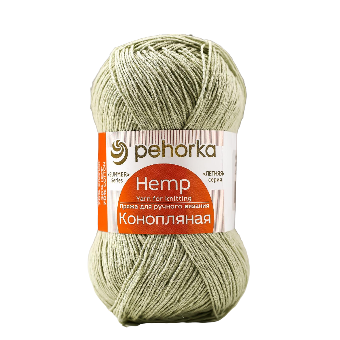 

Пряжа Конопляная 70% хлопок 30% конопля 280м/50гр (494 св. хаки)