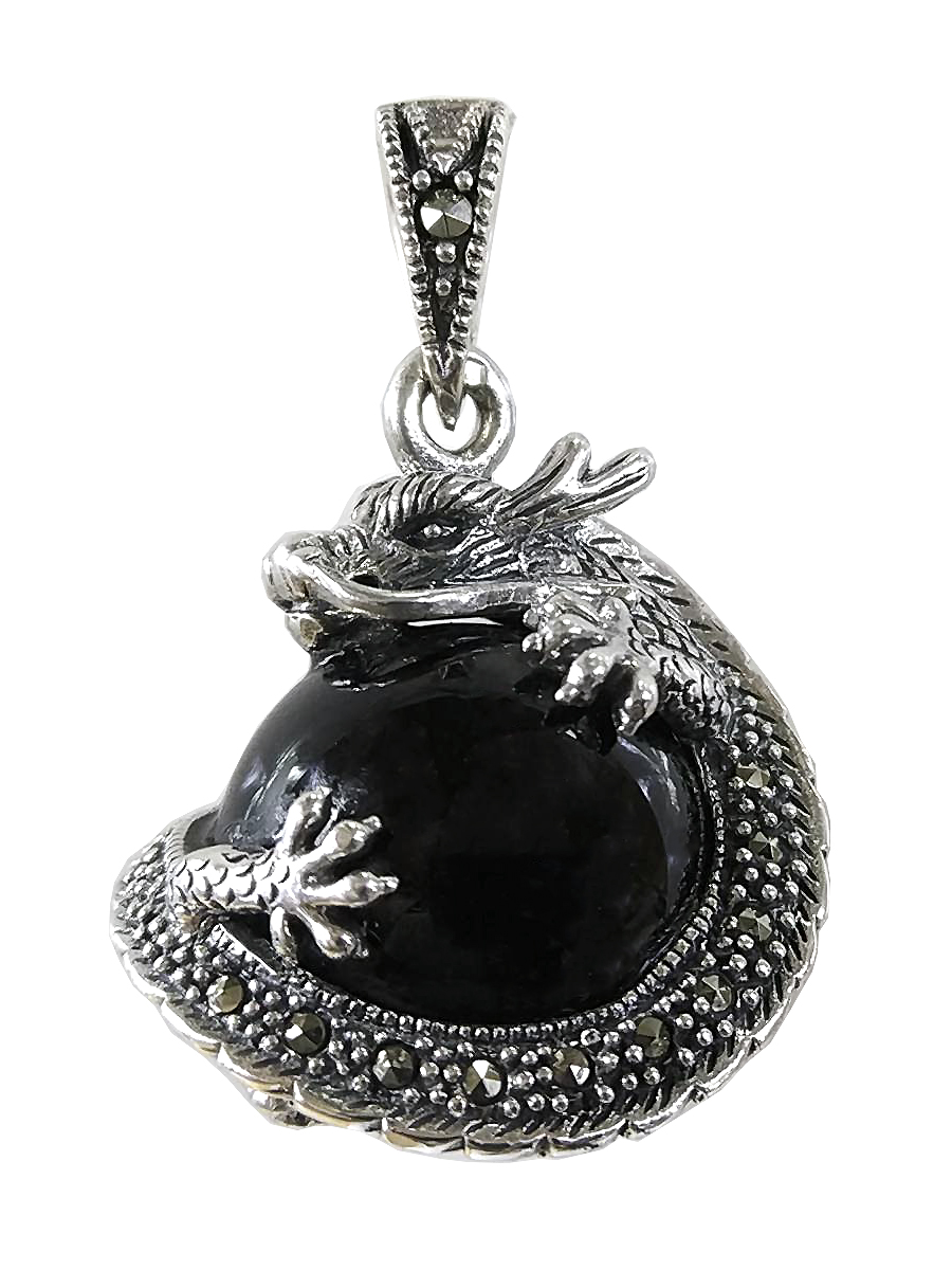 Кулон из серебра Марказит HP1088, марказит/оникс