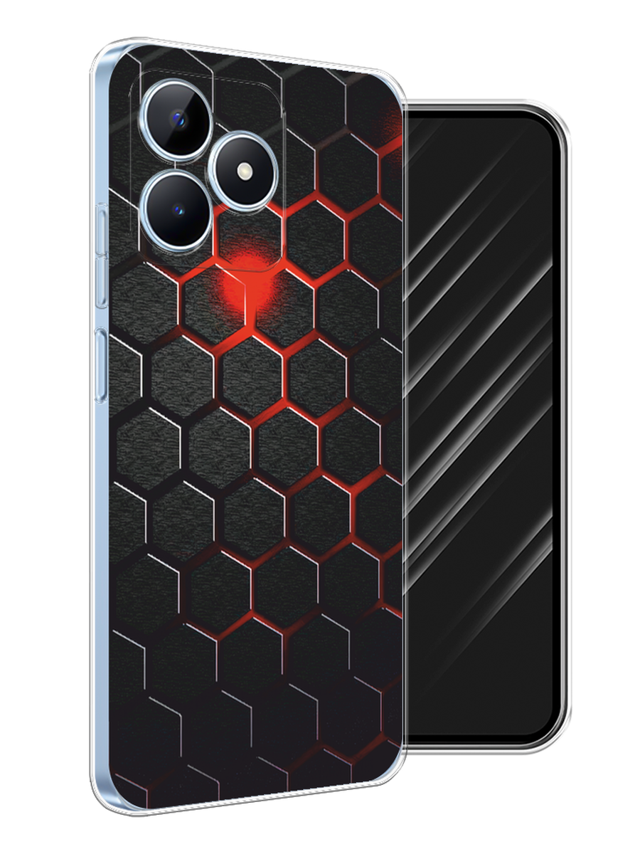 

Чехол Awog на Realme C60 "Фон соты красные", Красный;черный, 2516550-1