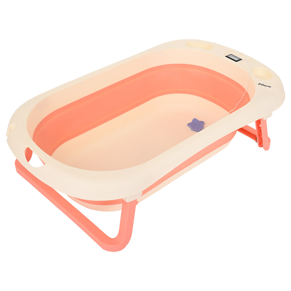 фото Детская ванна pituso складная 81,5 см встроенный термометр pink/персик
