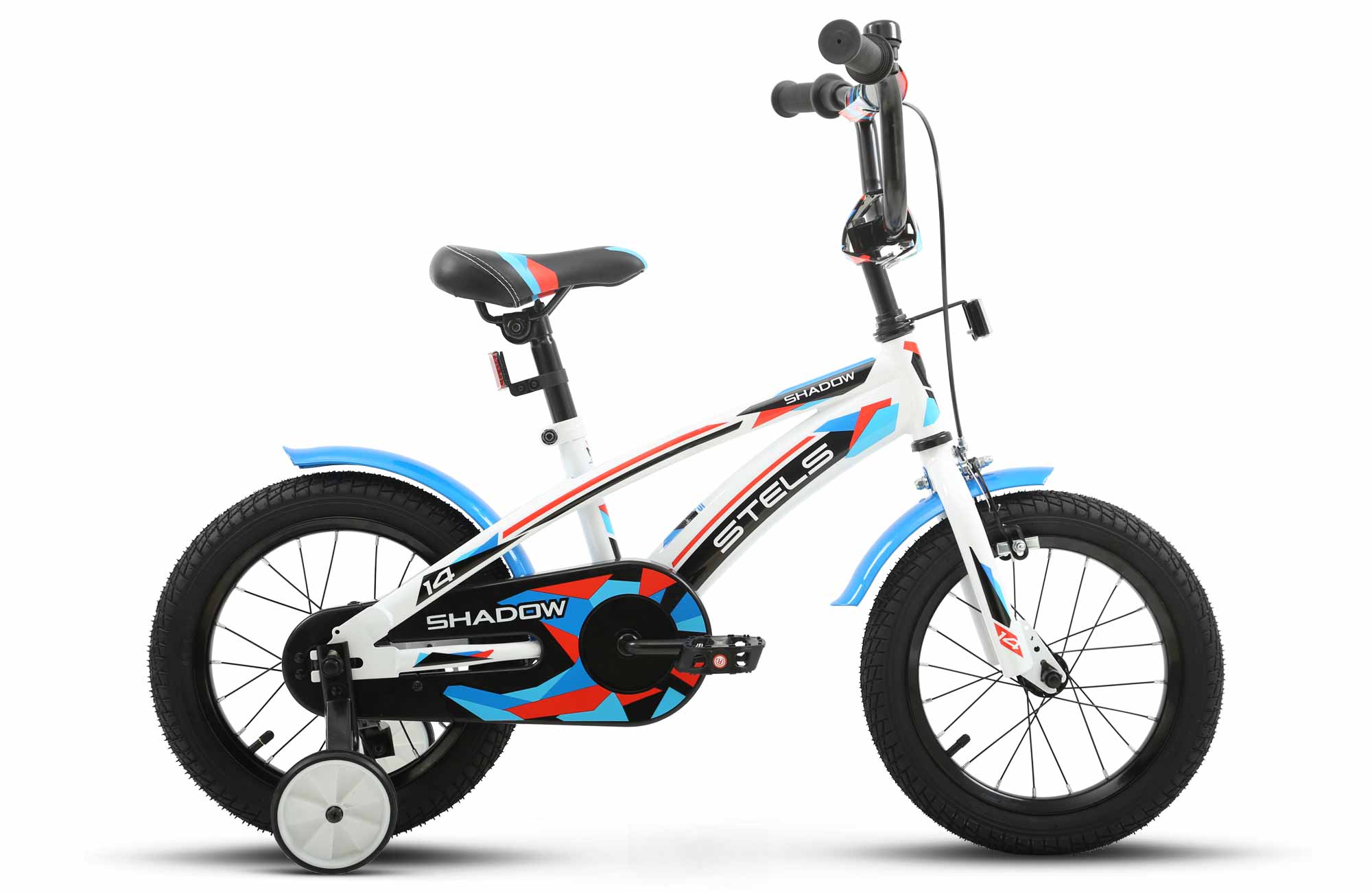 Детский велосипед STELS Shadow VC 14 Z010 8.5 Белый Синий, с боковыми колесами детский электромобиль peg perego polaris ranger rzr pro green shadow