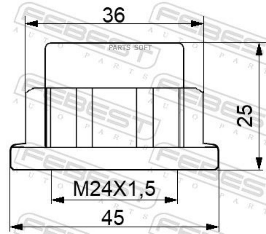 

Гайка 36x25 Mercedes Benz Ml W166 1698-Nhub02 Febest арт. 1698-NHUB02