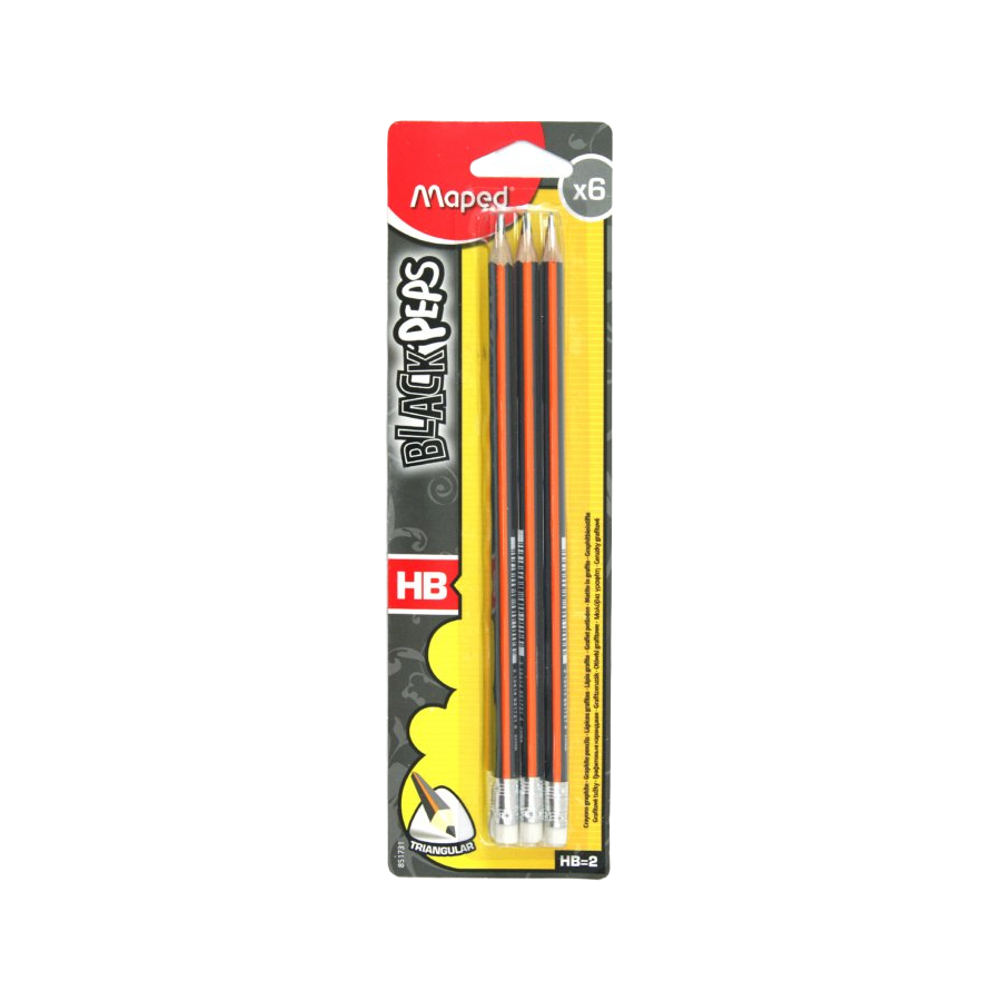 

Карандаши Maped Black Peps чернографитные с ластиком HB 6 шт