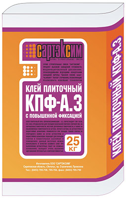 

Клей для плитки Сартэксим КПФ - А.3 25 кг, Серый