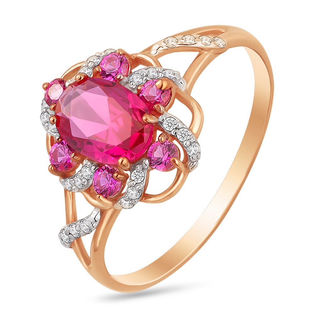 

Кольцо из красного золота р. , 585Gold 101013087, рубин искусственный/бриллиант, 101013087