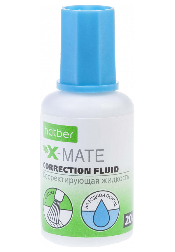 

Корректирующая жидкость Hatber X-Mate на водной основе с кисточкой 20 мл