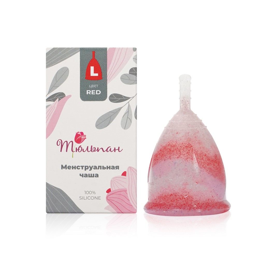 Менструальная чаша Тюльпан силиконовая розовая L