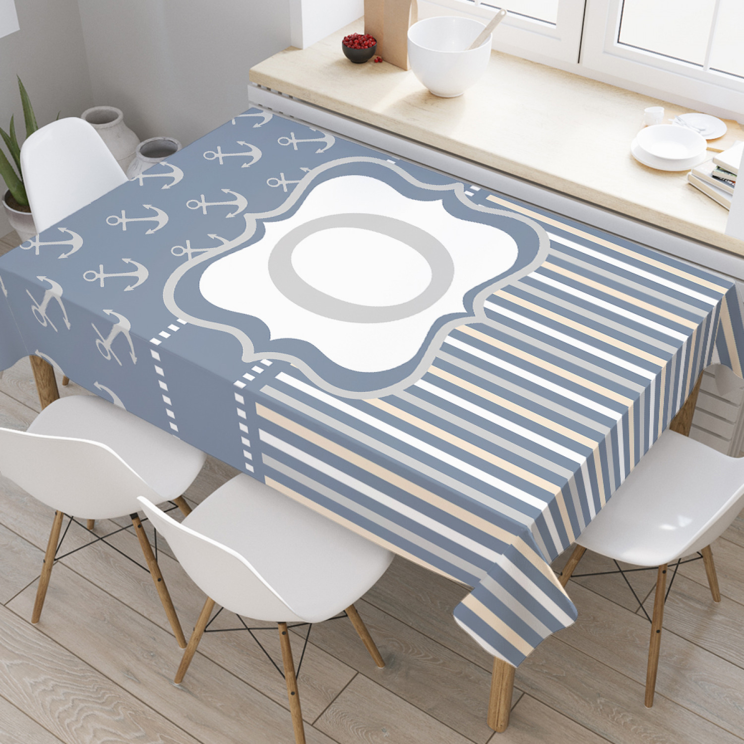 

Скатерть прямоугольная JoyArty "Морская o" из оксфорда, 120x145 см, Морская o