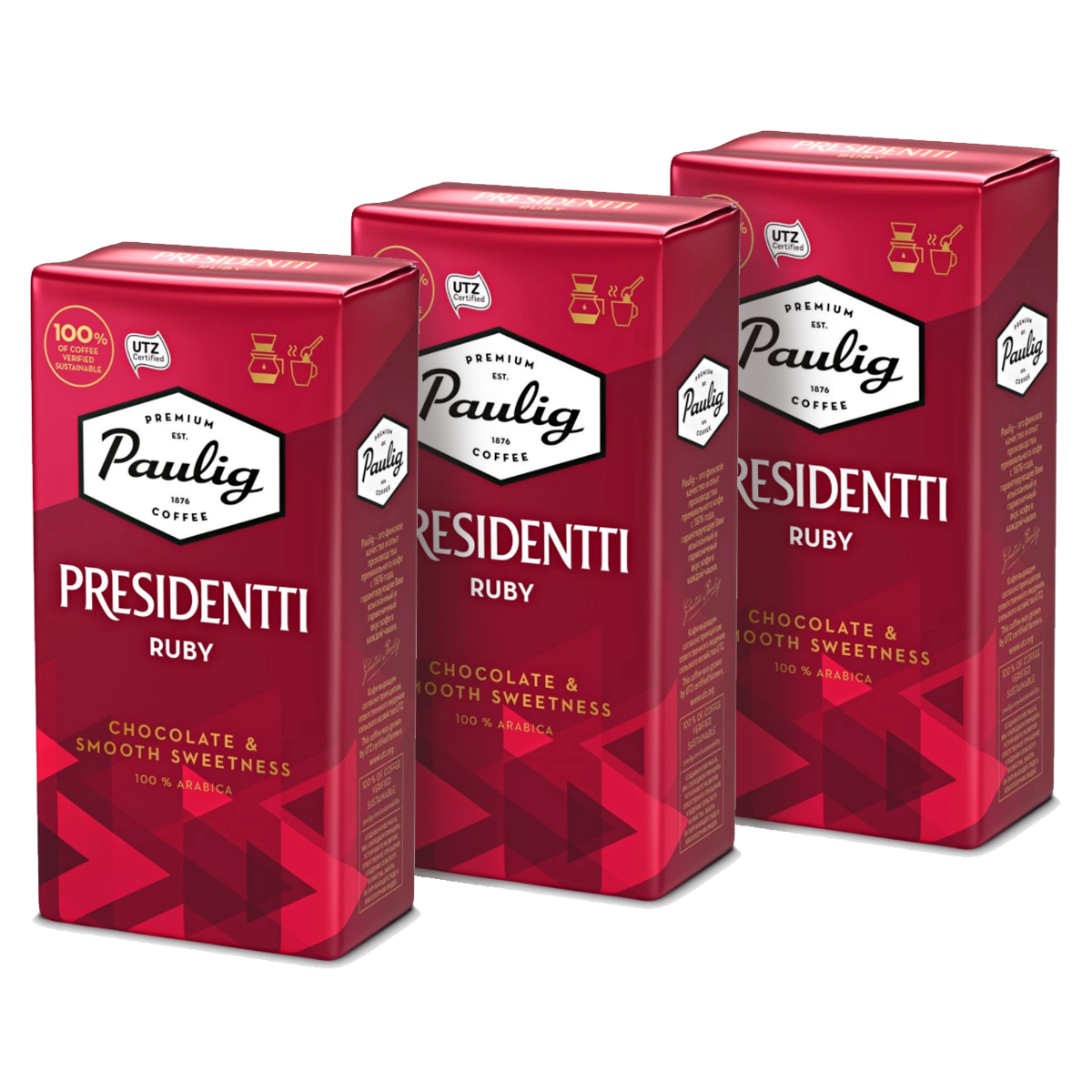 Кофе молотый Paulig Presidentti Ruby, 100% арабика, 3 шт х 250 г