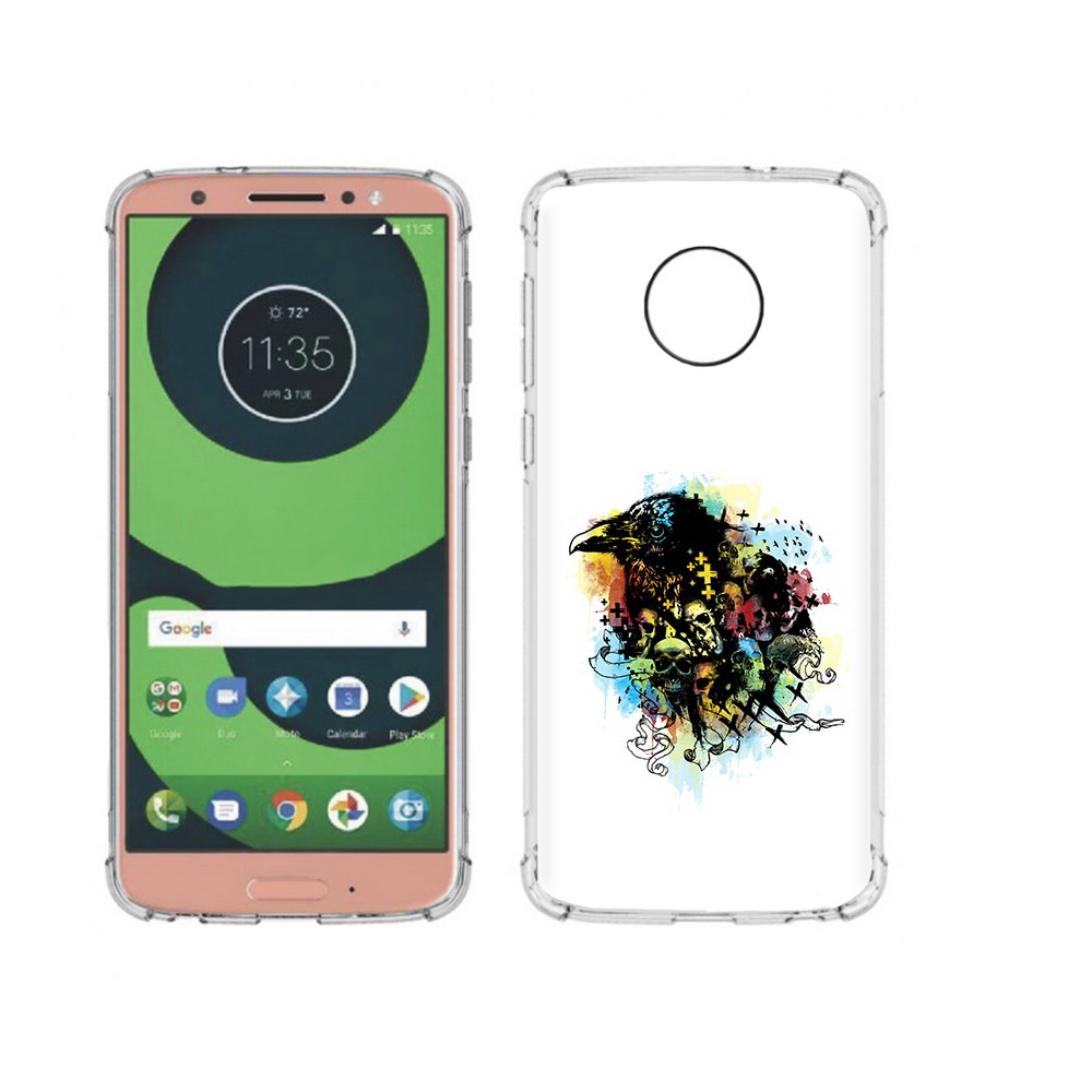 

Чехол MyPads Tocco для Motorola Moto G6 ворон и черепа (PT99805.376.273), Прозрачный, Tocco