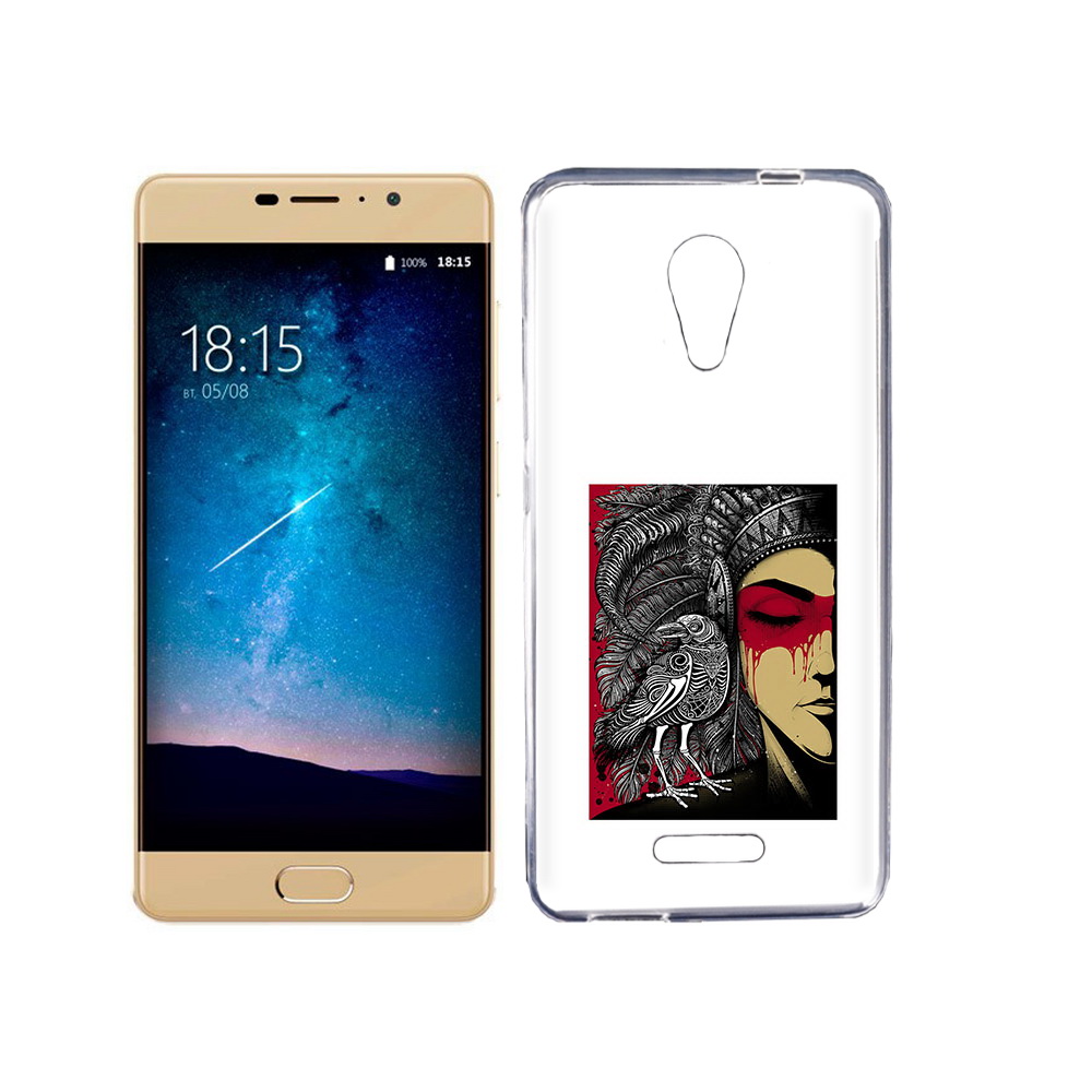 

Чехол MyPads Tocco для BQ 5201 Space девушка с вороном в абстракции, Прозрачный, Tocco