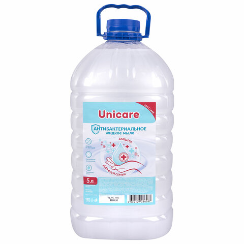Мыло жидкое антибактериальное 5 л UNICARE, комплект 2 шт., ПЭТ, UC501066
