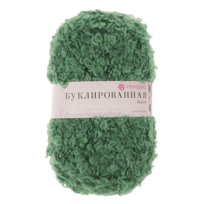 

Пряжа Буклированная 30% мохер20% шерсть50% акрил 220м/200гр (117-Киви), Зеленый