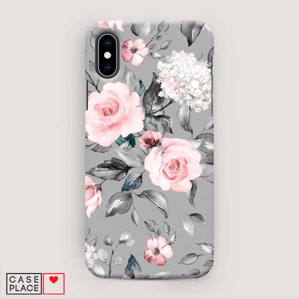 

Пластиковый чехол "Розы на сером" на Apple iPhone X (10), 11020-6