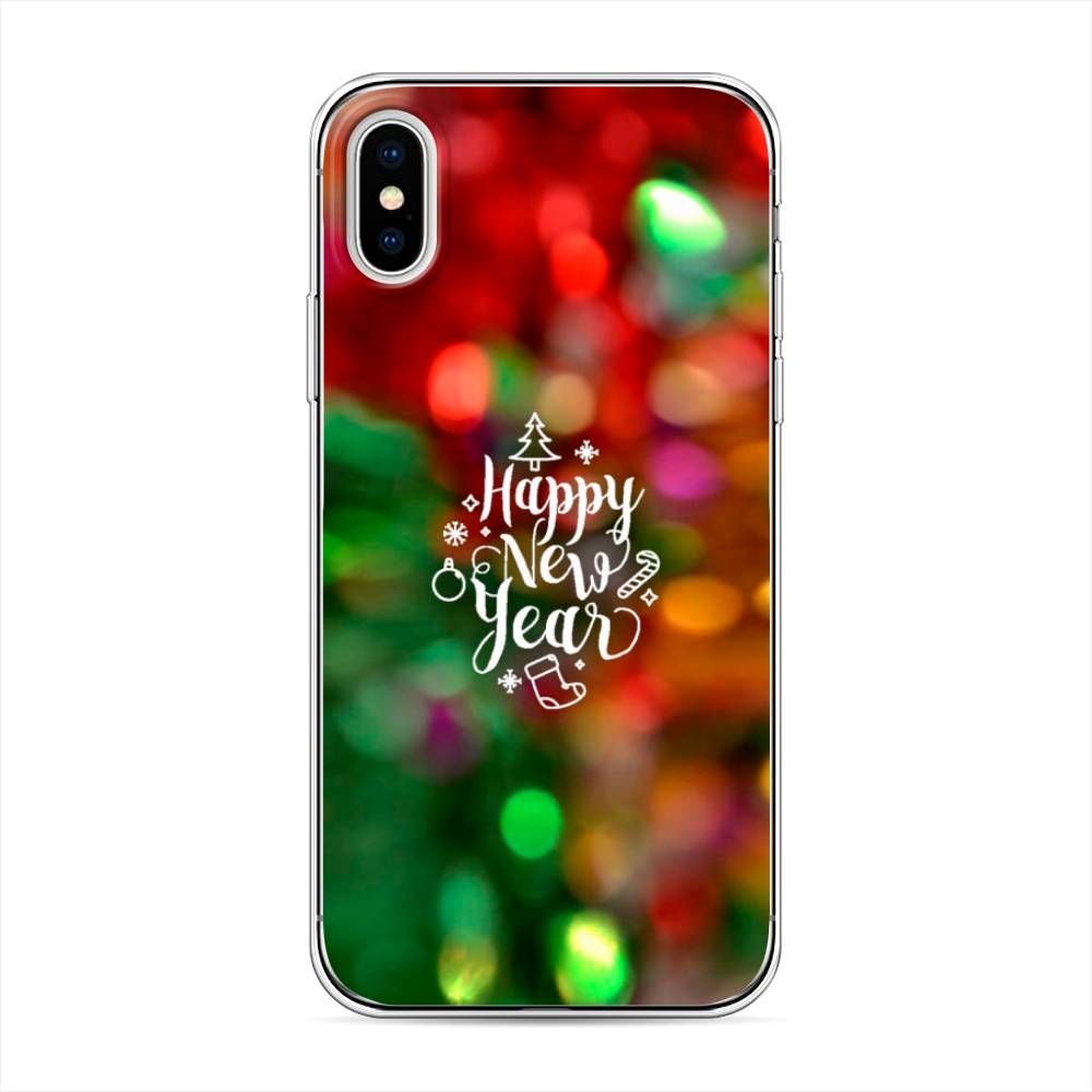 

Чехол для Apple iPhone XS "Новый Год на елке", Зеленый;красный;желтый, 11850-5