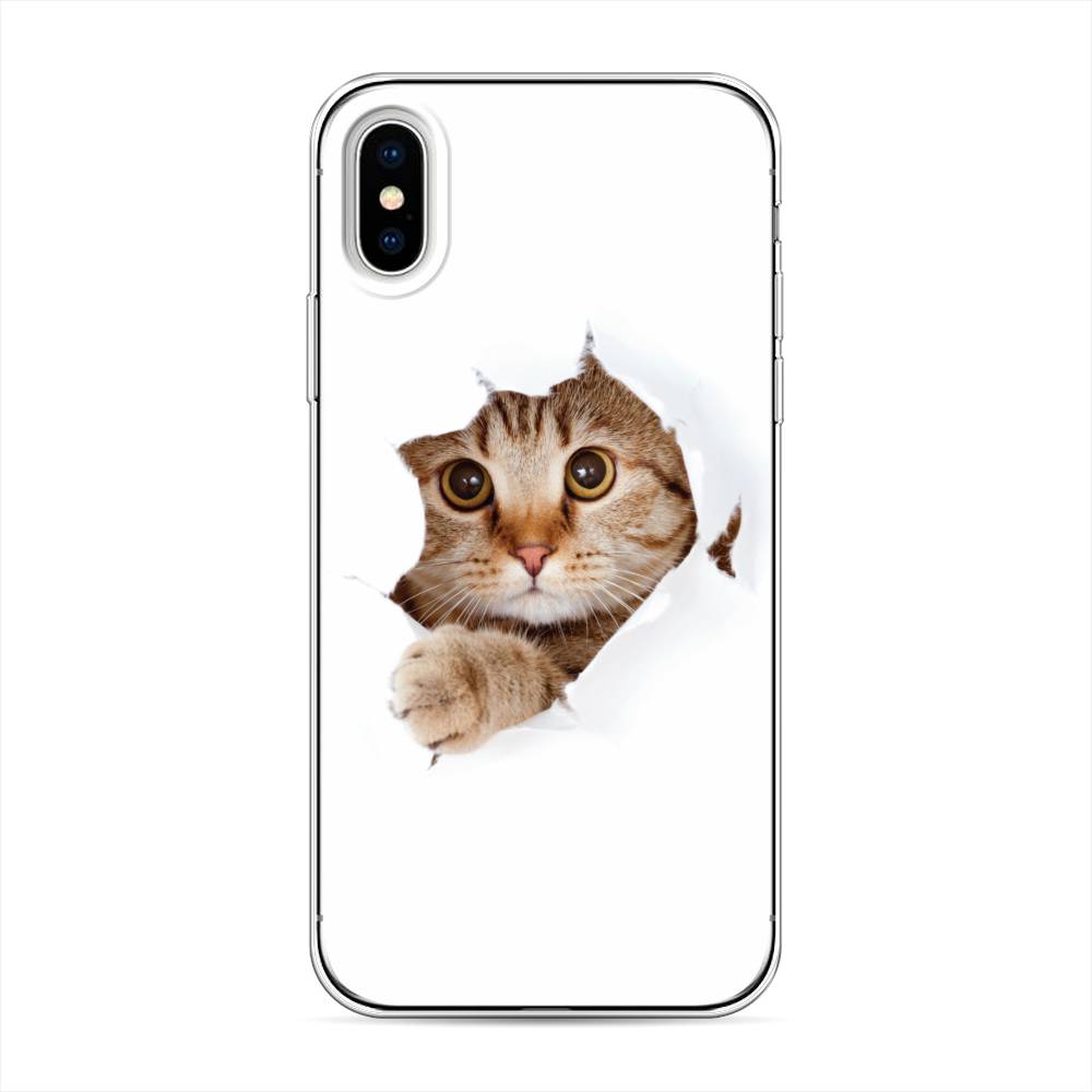 

Чехол на Apple iPhone XS "Кот и бумага", Белый;коричневый, 11850-1