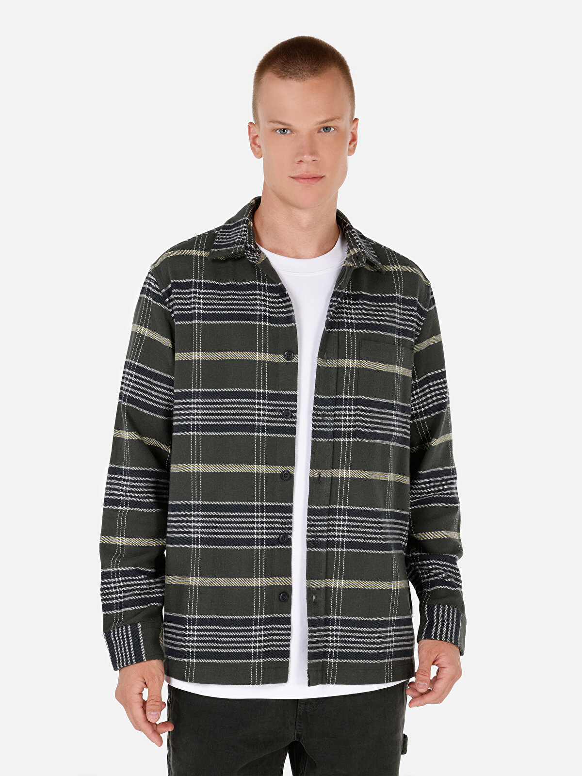 

Рубашка мужская Colin's CL1069964 зеленая S, Зеленый, CL1069964