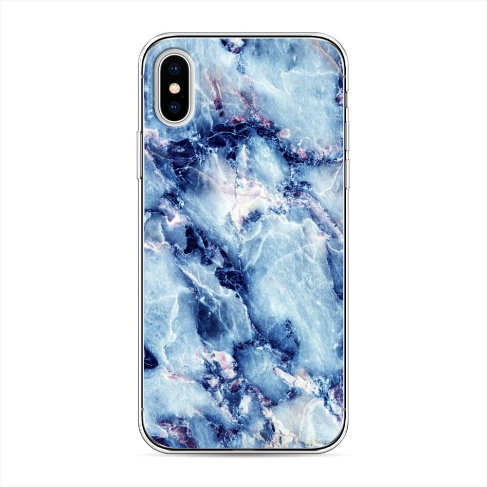 

Чехол на Apple iPhone XS "Мрамор с синими прожилками", Синий, 11850-3