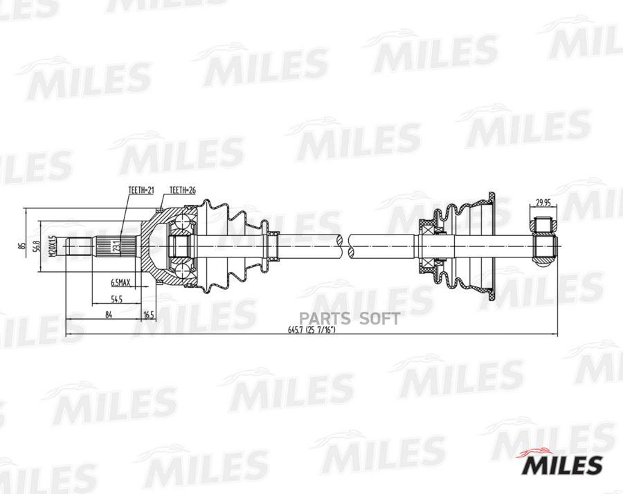 

Привод В Сборе Левый (Abs) Renault Megane I 1.4-1.9d 96-00 (Gkn 303064) Gc01115 Miles арт.