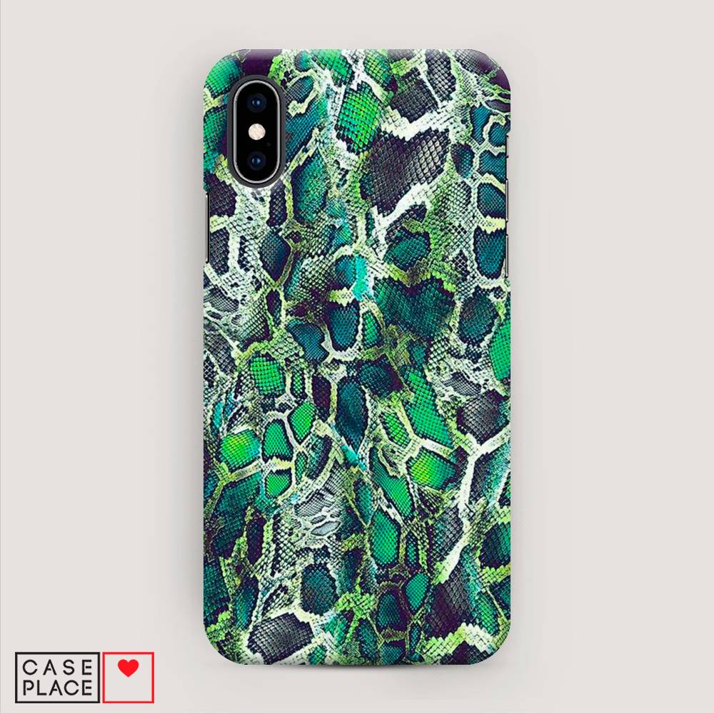 

Пластиковый чехол "Зеленая кожа змеи" на Apple iPhone XS (10S), 11820-2