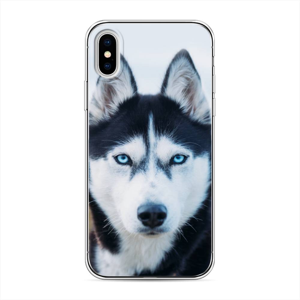 

Чехол на Apple iPhone XS "Хаски 2", Синий;белый, 11850-1