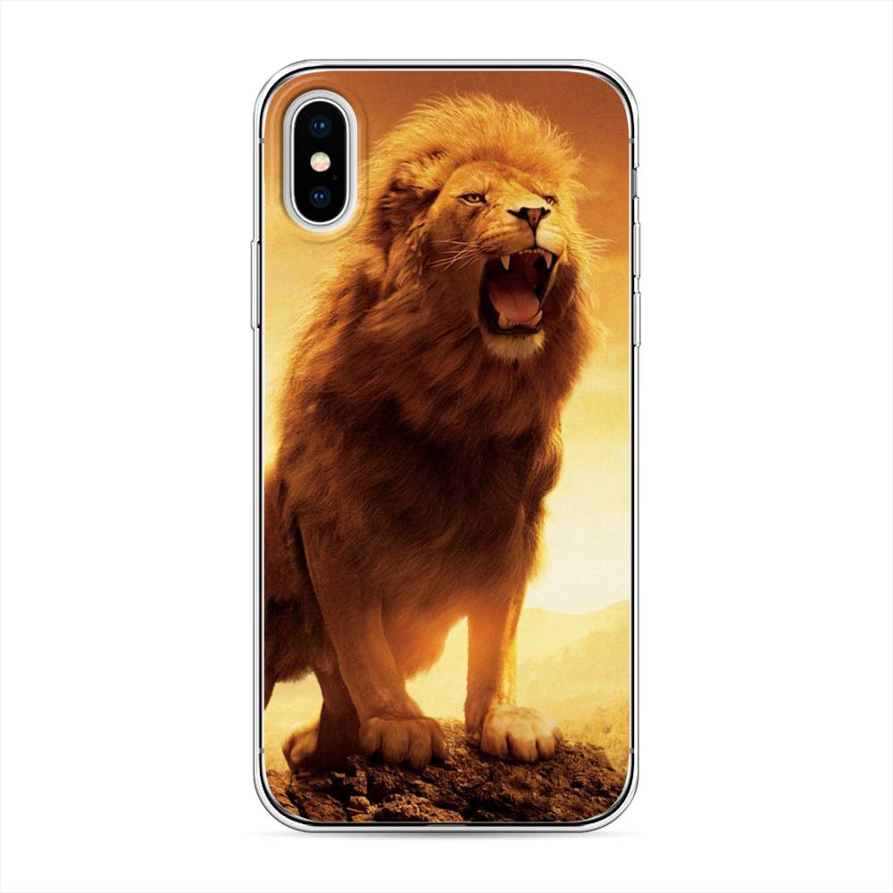 

Чехол на Apple iPhone XS "Львиный рык", Коричневый;желтый;оранжевый, 11850-1