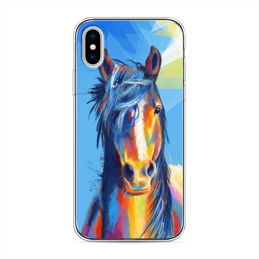 

Чехол для Apple iPhone XS "Лошадь арт 3", Голубой;желтый;синий, 11850-1
