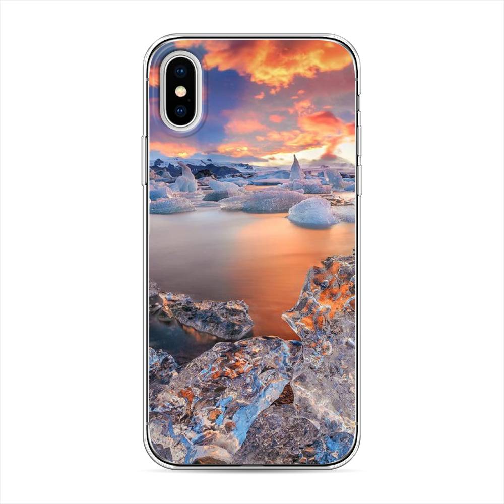 

Чехол на Apple iPhone XS "Ледники", Синий;оранжевый, 11850-2