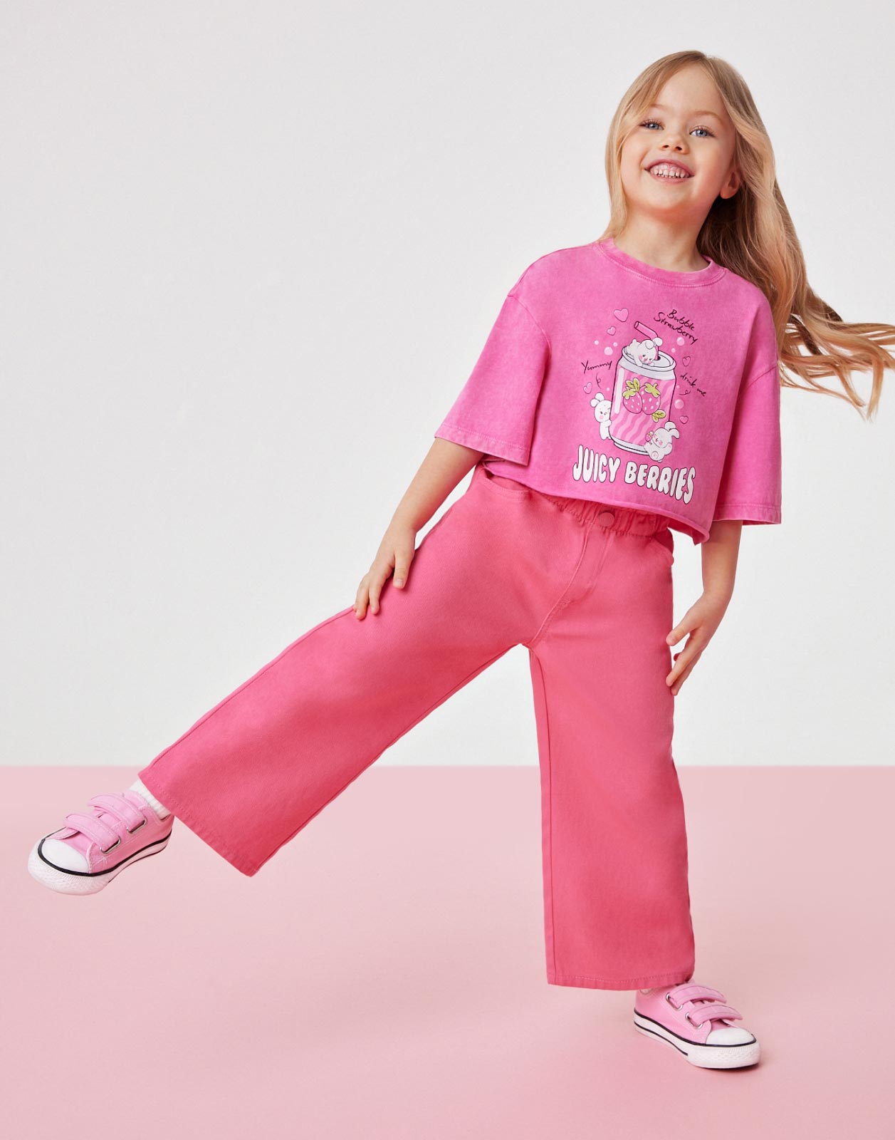 Детские брюки и шорты Розовые джинсы Paperbag Wide leg для девочки Gloria Jeans 7-8л/128
