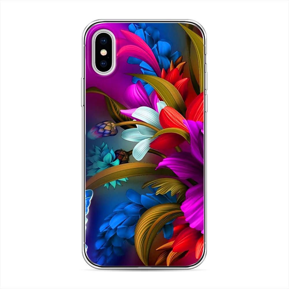 

Чехол для Apple iPhone XS "Фантастические цветы", Фиолетовый;красный;синий, 11850-2