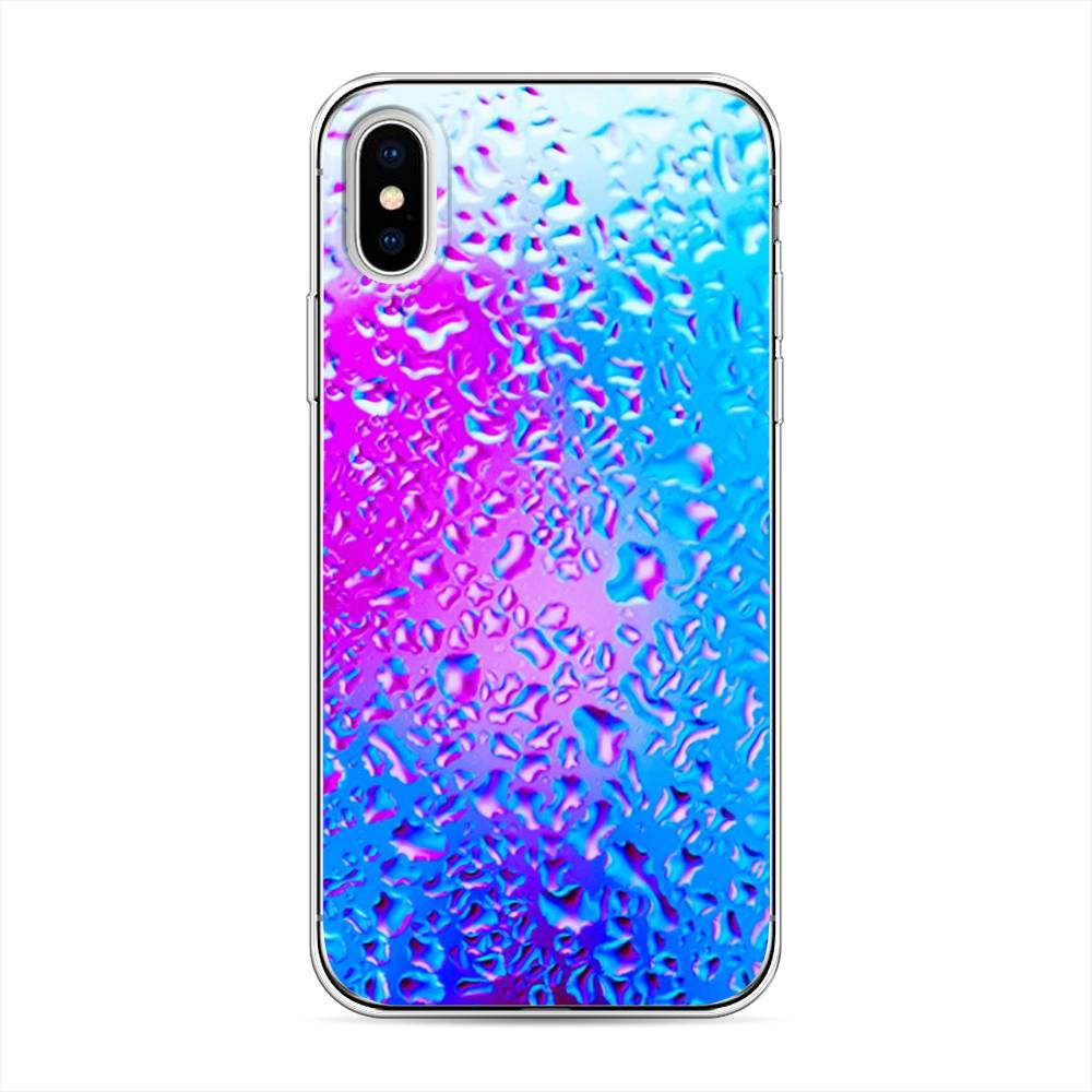 

Чехол на Apple iPhone XS "Капли на стекле", Голубой;розовый, 11850-3