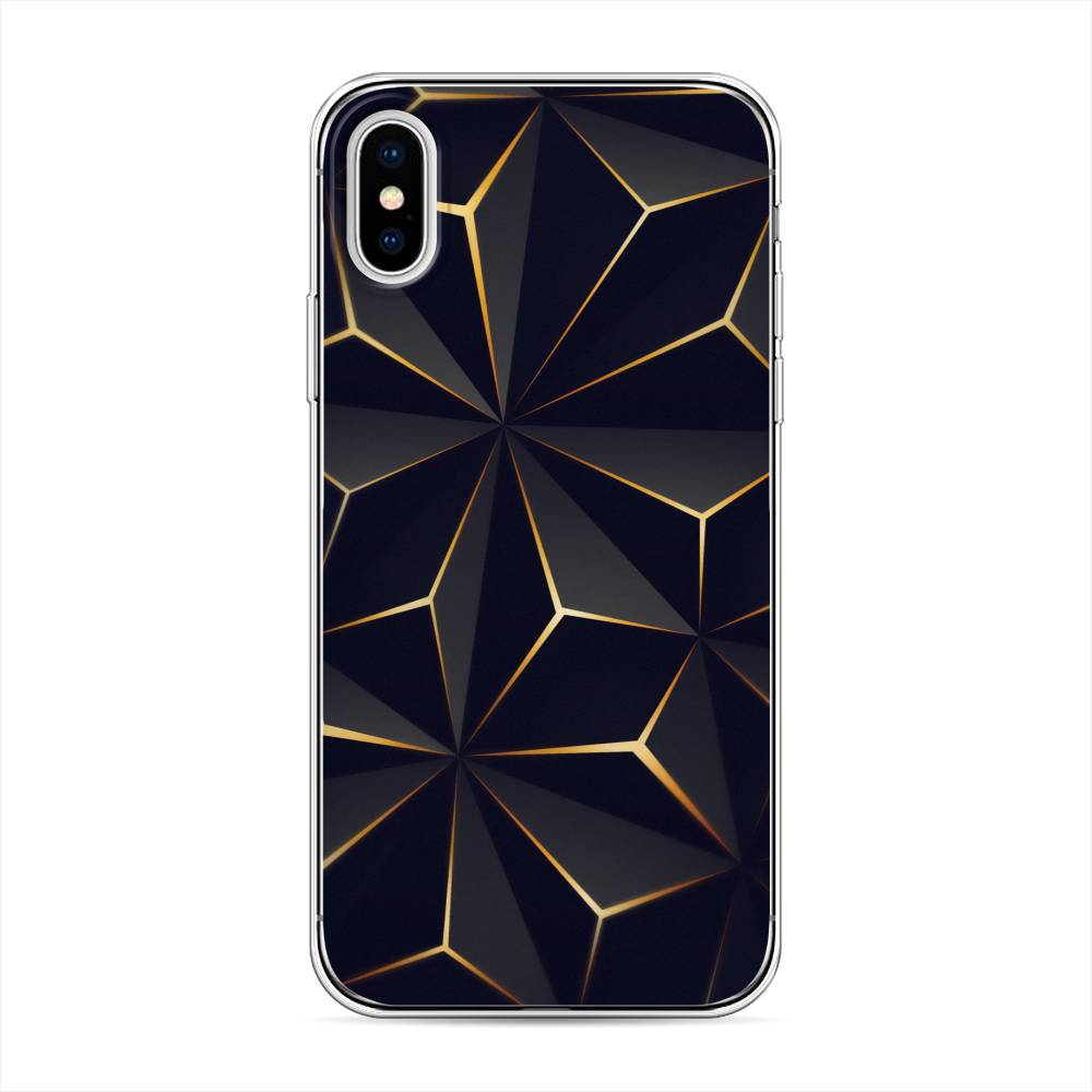 

Чехол на Apple iPhone XS "Черные полигоны", Золотистый;черный, 11850-3