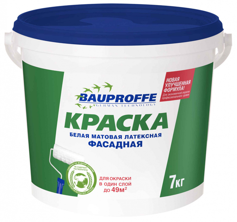 

Краска фасадная латексная BAUPROFFE 7кг, Белый