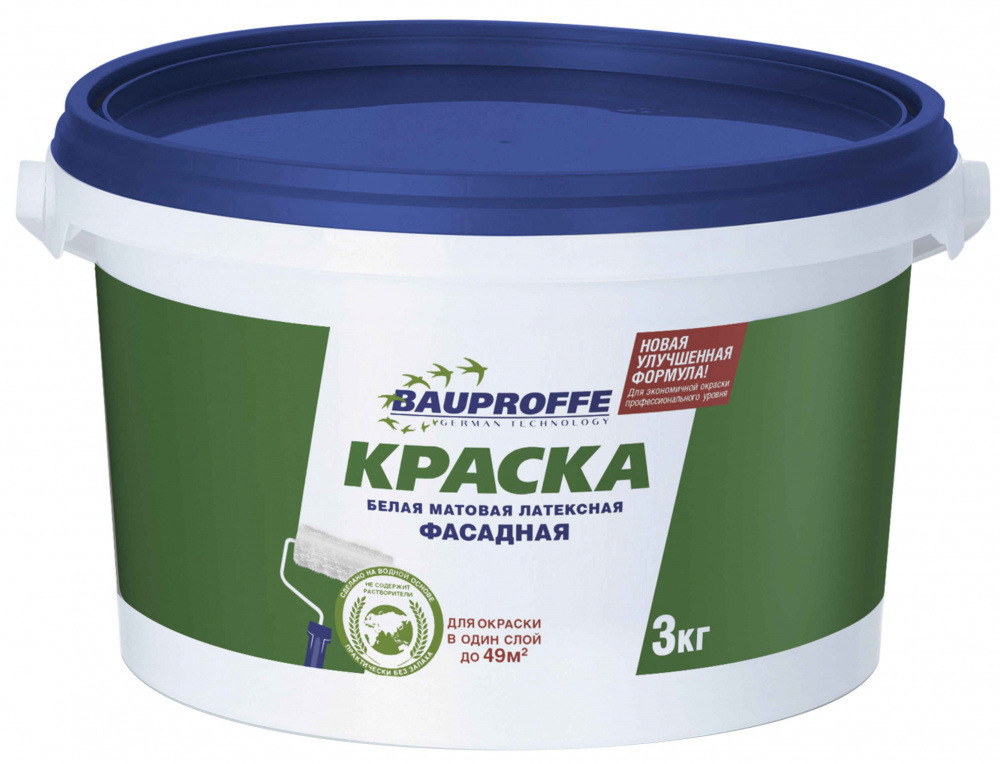 

Краска фасадная латексная BAUPROFFE 3кг, Белый