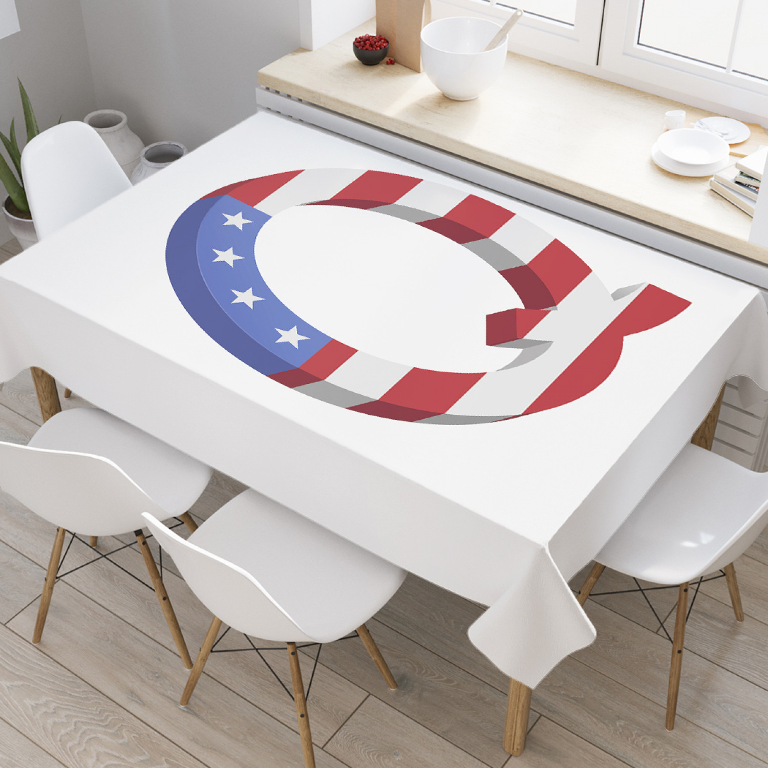 

Скатерть прямоугольная JoyArty "Американская q" из оксфорда, 120x145 см, Американская q