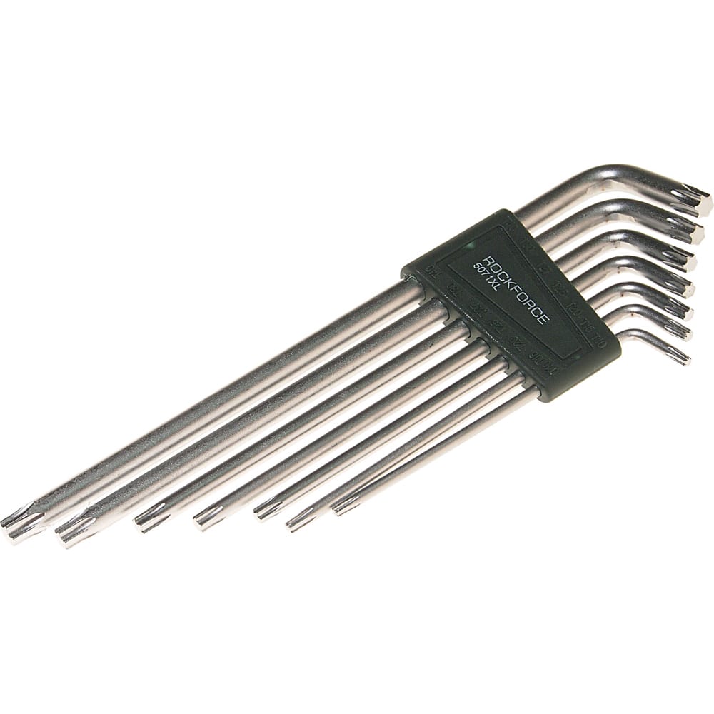 

ROCKFORCE Набор ключей TORX экстрадлинных Т10-Т40 7пр. на пласт. держат. RF-5071XL