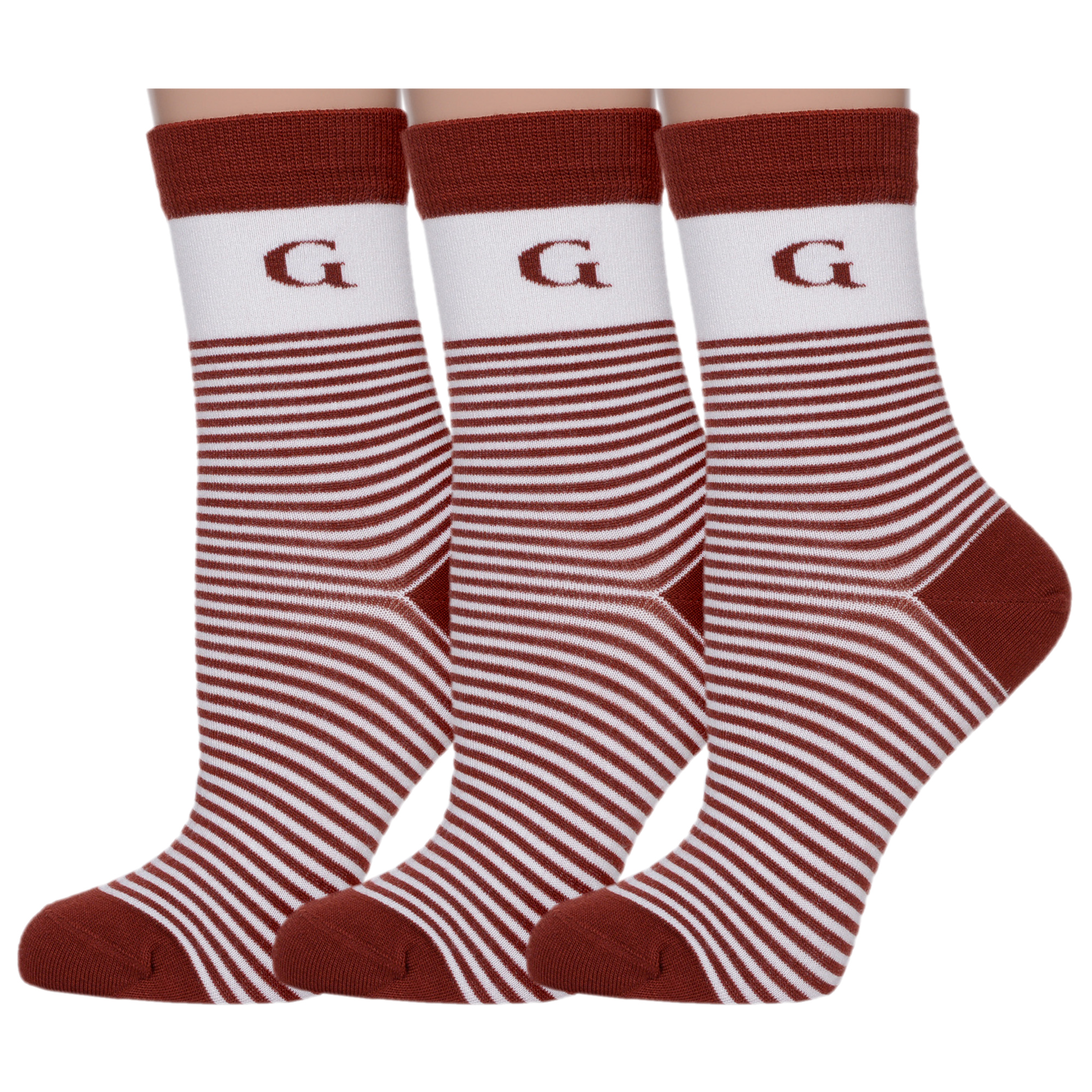 

Комплект носков женских Grinston socks 3-21D1 разноцветных 23, Бордовый;белый, 3-21D1