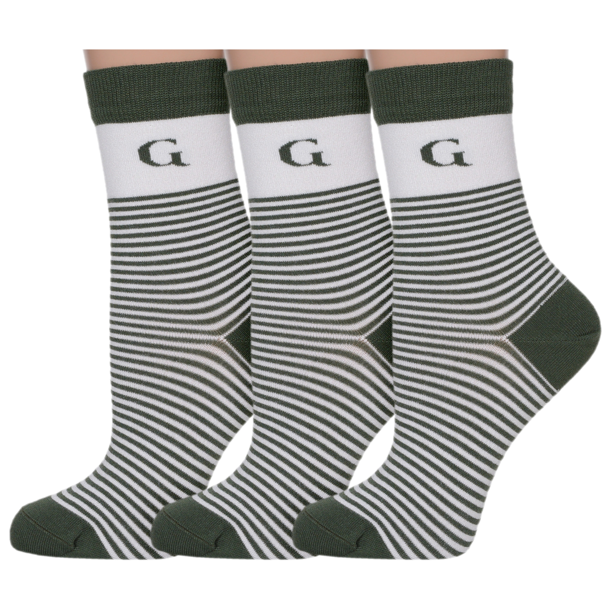 

Комплект носков женских Grinston socks 3-21D1 разноцветных 25, Зеленый;белый, 3-21D1