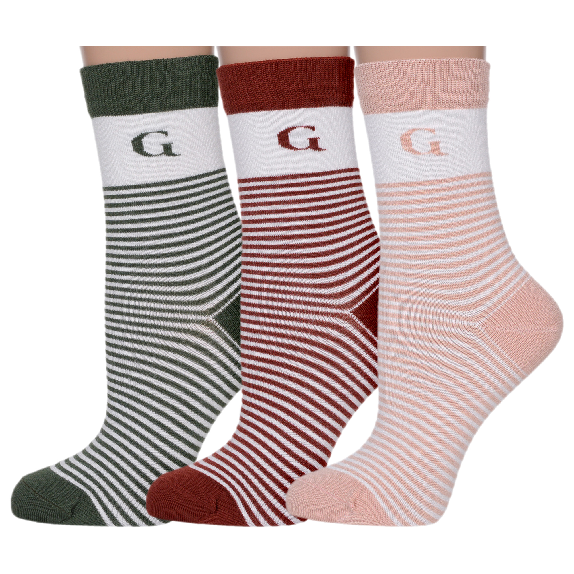 Комплект носков женских Grinston socks 3-21D1 разноцветных 25