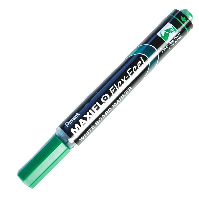 Маркер для досок Pentel Maxiflo Flex-Feel (круглый наконечник, 1-5мм, зеленый)