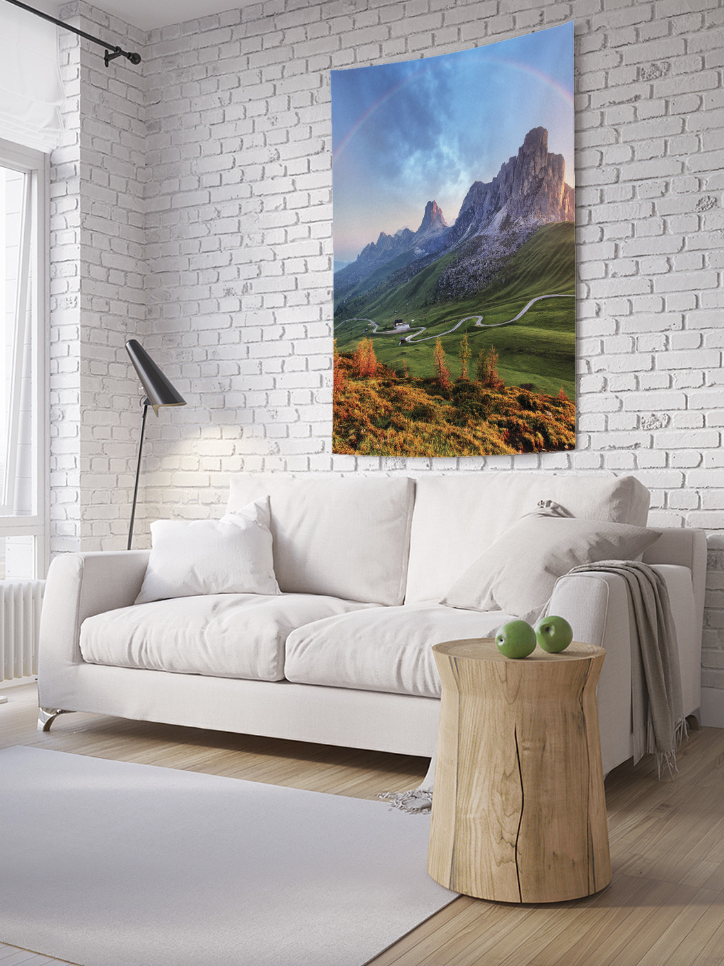 

Вертикальное фотопанно на стену JoyArty Полная радуга над горами 100x150 см, Полная радуга над горами