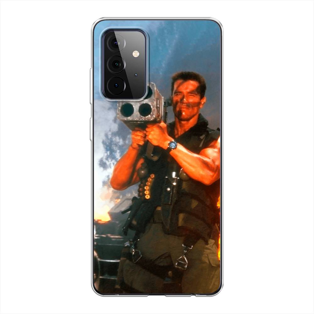 

Чехол на Samsung Galaxy A72 "Арнольд Шварцнеггер с базукой", Голубой;коричневый, 2101950-6