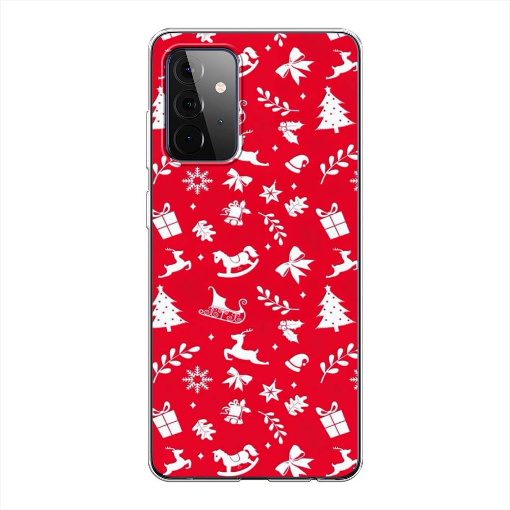 

Чехол на Samsung Galaxy A72 "Красный новогодний фон", Красный;белый, 2101950-5